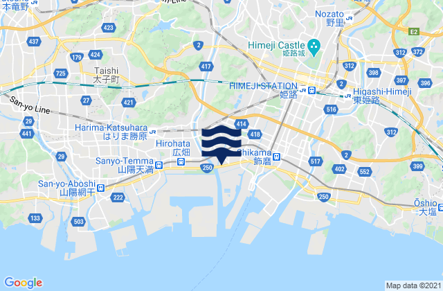 Himeji Shi, Japanの潮見表地図