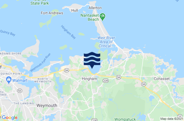 Hingham, United Statesの潮見表地図