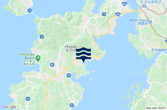 Hirado Shi, Japanの潮見表地図