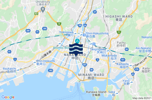 Hiroshima, Japanの潮見表地図