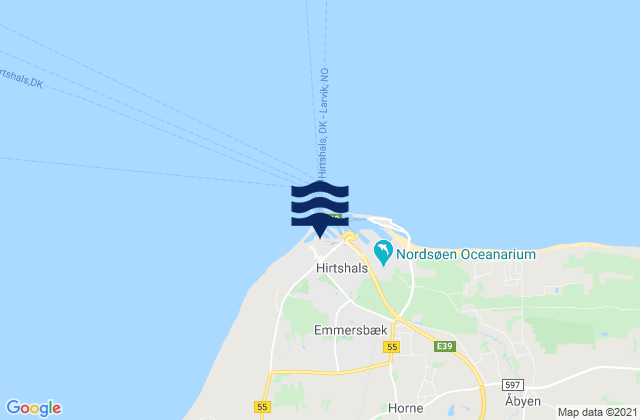 Hirtshals, Denmarkの潮見表地図