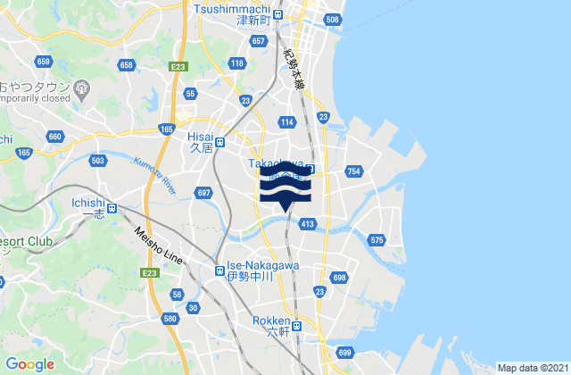 Hisai-motomachi, Japanの潮見表地図