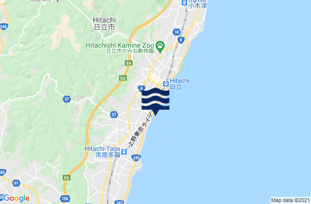 Hitachiōta-shi, Japanの潮見表地図