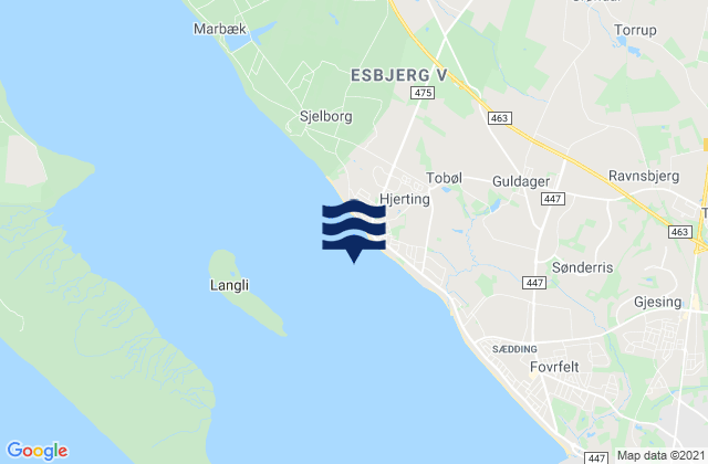 Hjerting, Denmarkの潮見表地図