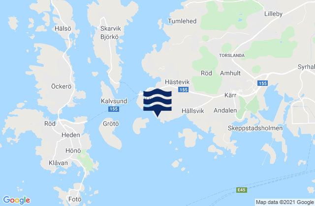 Hjuvik, Swedenの潮見表地図