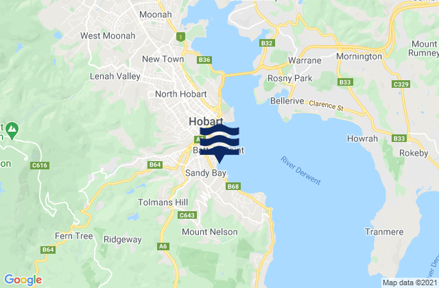 Hobart, Australiaの潮見表地図
