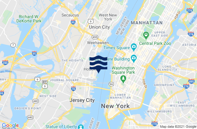 Hoboken, United Statesの潮見表地図