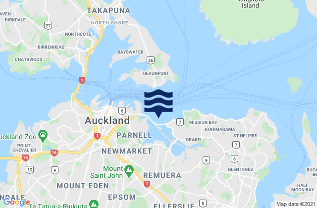 Hobson Bay, New Zealandの潮見表地図