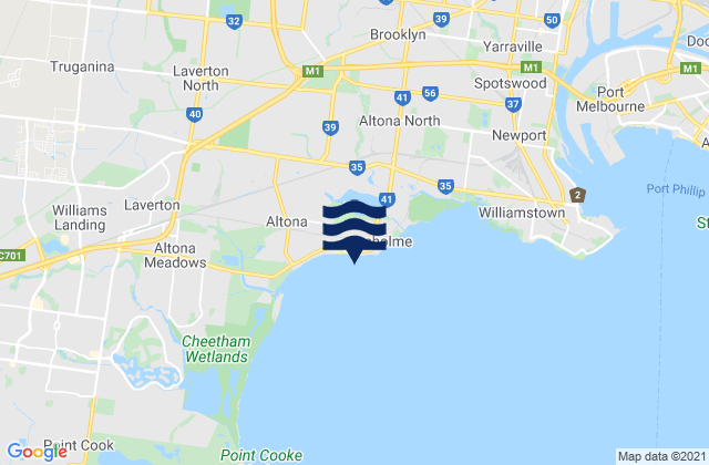 Hobsons Bay, Australiaの潮見表地図