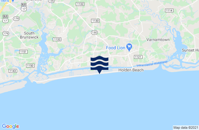 Holden Beach, United Statesの潮見表地図