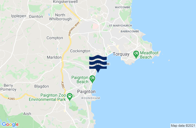 Hollicombe Beach, United Kingdomの潮見表地図