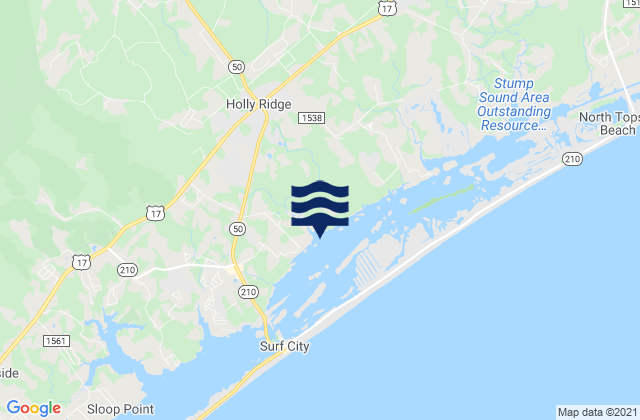 Holly Ridge, United Statesの潮見表地図