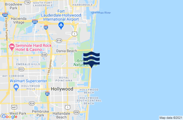 Hollywood Beach (West Lake South End), United Statesの潮見表地図
