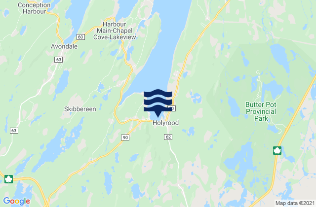 Holyrood, Canadaの潮見表地図
