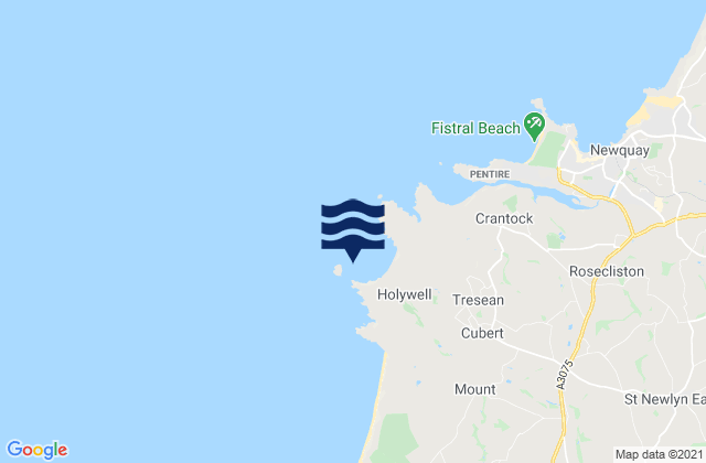Holywell Bay, United Kingdomの潮見表地図