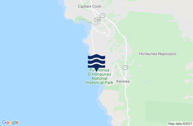 Honaunau-Napoopoo, United Statesの潮見表地図