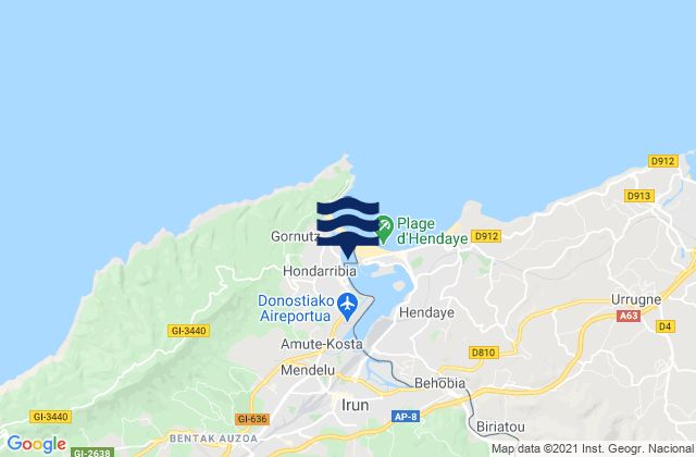 Hondarribia, Spainの潮見表地図