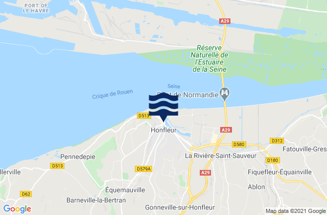 Honfleur, Franceの潮見表地図