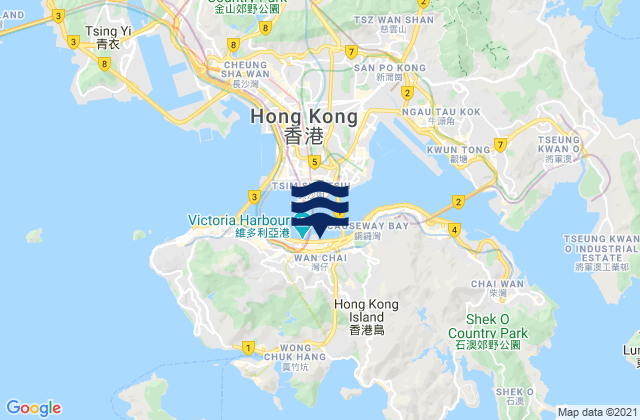 Hong Kong, Hong Kongの潮見表地図