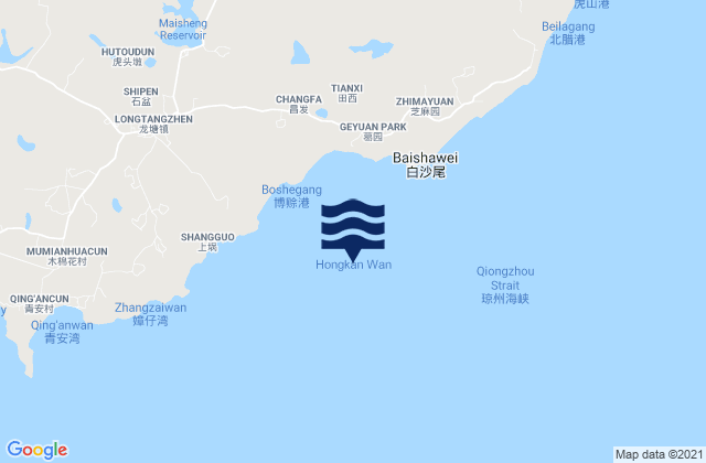 Hongkan Wan, Chinaの潮見表地図