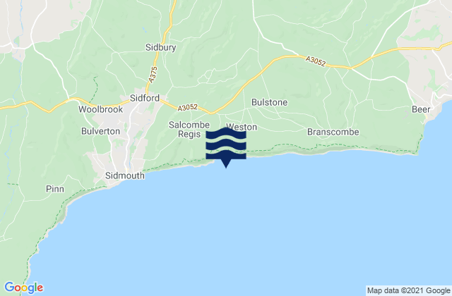 Honiton, United Kingdomの潮見表地図