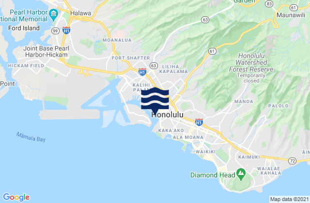 Honolulu, United Statesの潮見表地図
