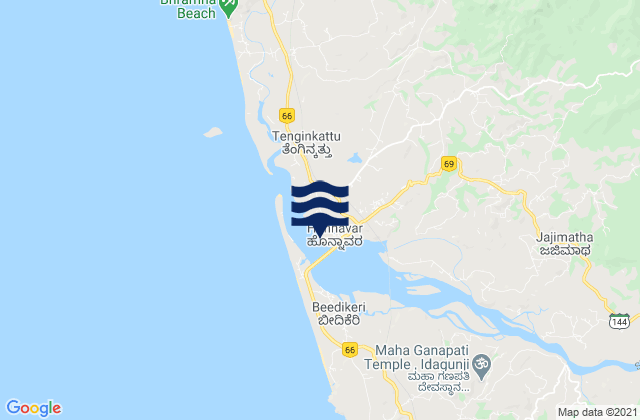 Honāvar, Indiaの潮見表地図