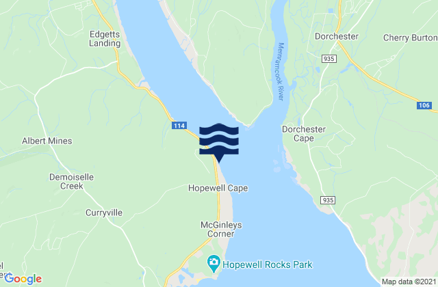 Hopewell Cape, Canadaの潮見表地図