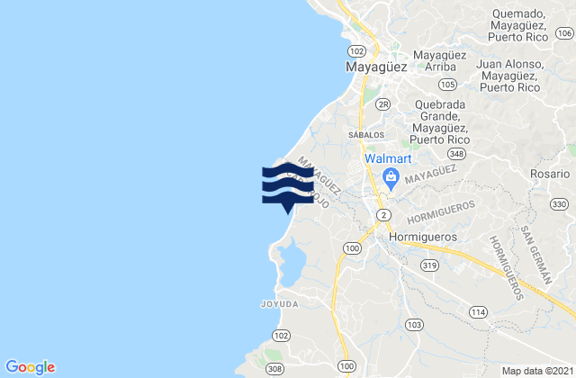 Hormigueros Barrio, Puerto Ricoの潮見表地図