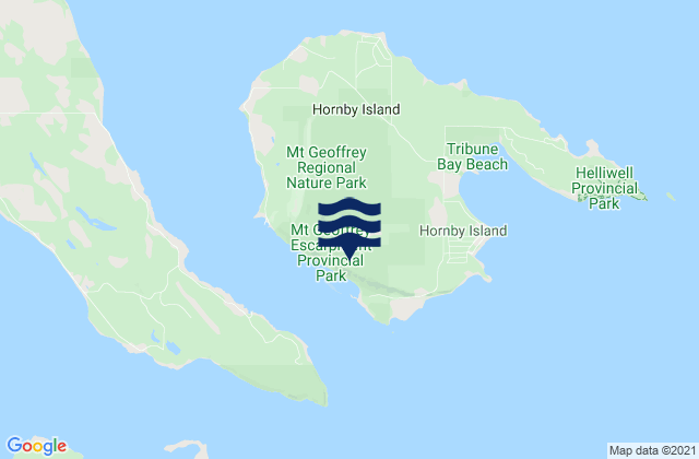 Hornby Island, Canadaの潮見表地図