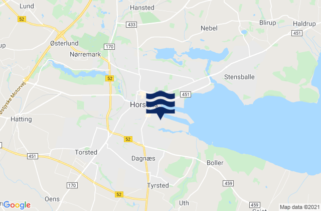Horsens, Denmarkの潮見表地図