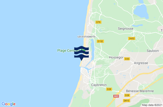 Hossegor - La Sud, Franceの潮見表地図