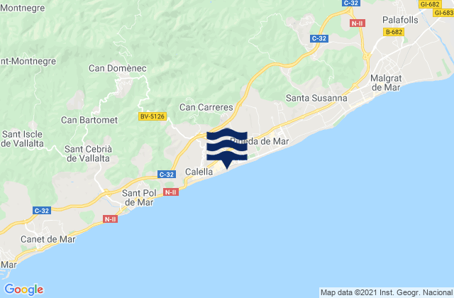 Hostalric, Spainの潮見表地図