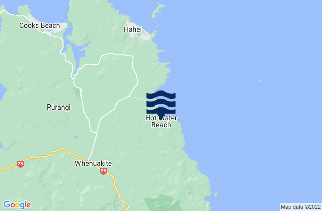Hot Water Beach, New Zealandの潮見表地図