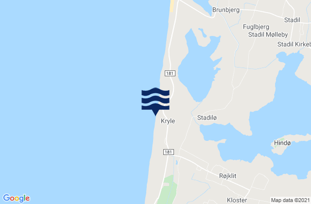 Houvig Strand, Denmarkの潮見表地図