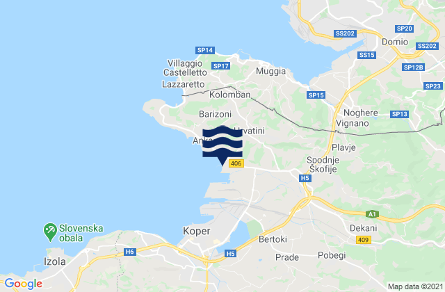 Hrvatini, Sloveniaの潮見表地図