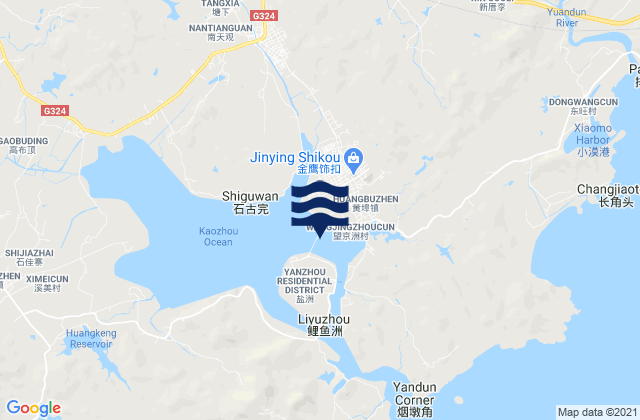 Huangbu, Chinaの潮見表地図