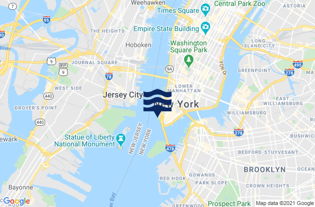 Hudson River entrance, United Statesの潮見表地図
