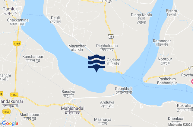 Hugli Point Semaphore, Indiaの潮見表地図