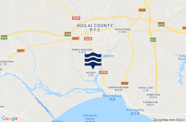 Huicheng, Chinaの潮見表地図