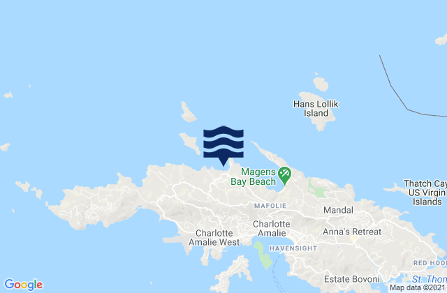 Hull Bay, U.S. Virgin Islandsの潮見表地図