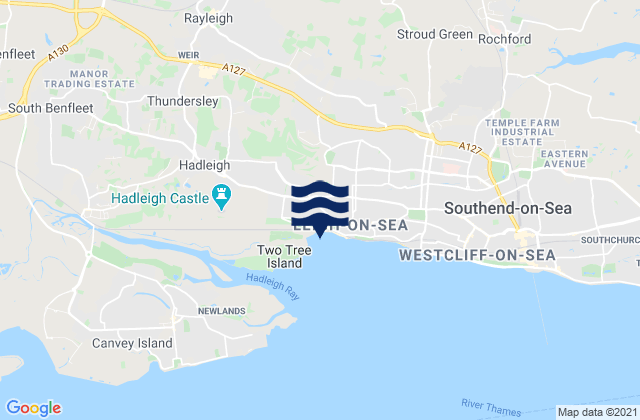 Hullbridge, United Kingdomの潮見表地図