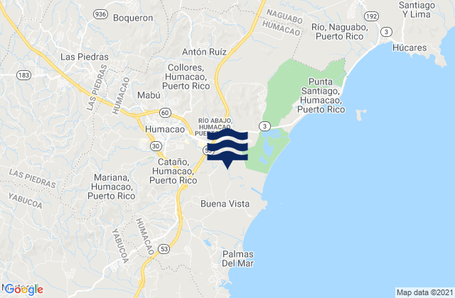 Humacao Barrio-Pueblo, Puerto Ricoの潮見表地図