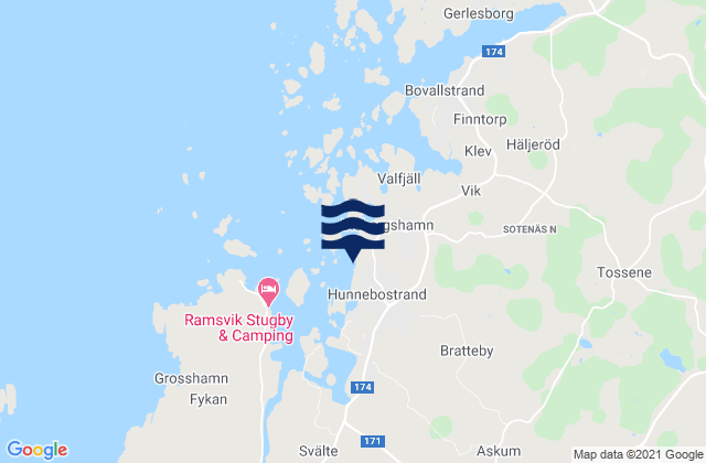 Hunnebostrand, Swedenの潮見表地図