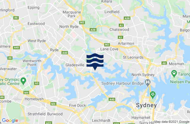 Hunters Hill, Australiaの潮見表地図