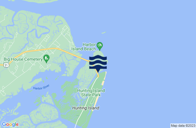Hunting Island, United Statesの潮見表地図