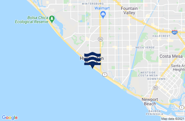 Huntington City Beach, United Statesの潮見表地図