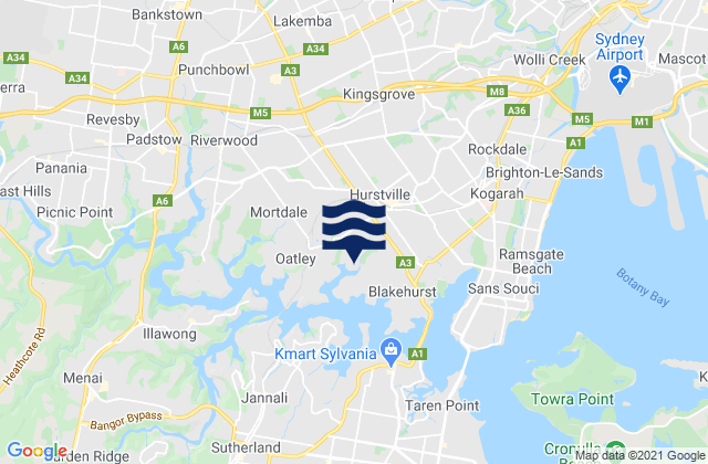 Hurstville Grove, Australiaの潮見表地図