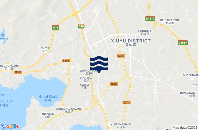 Hushi, Chinaの潮見表地図