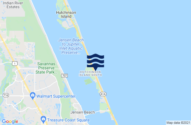 Hutchinson Island, United Statesの潮見表地図